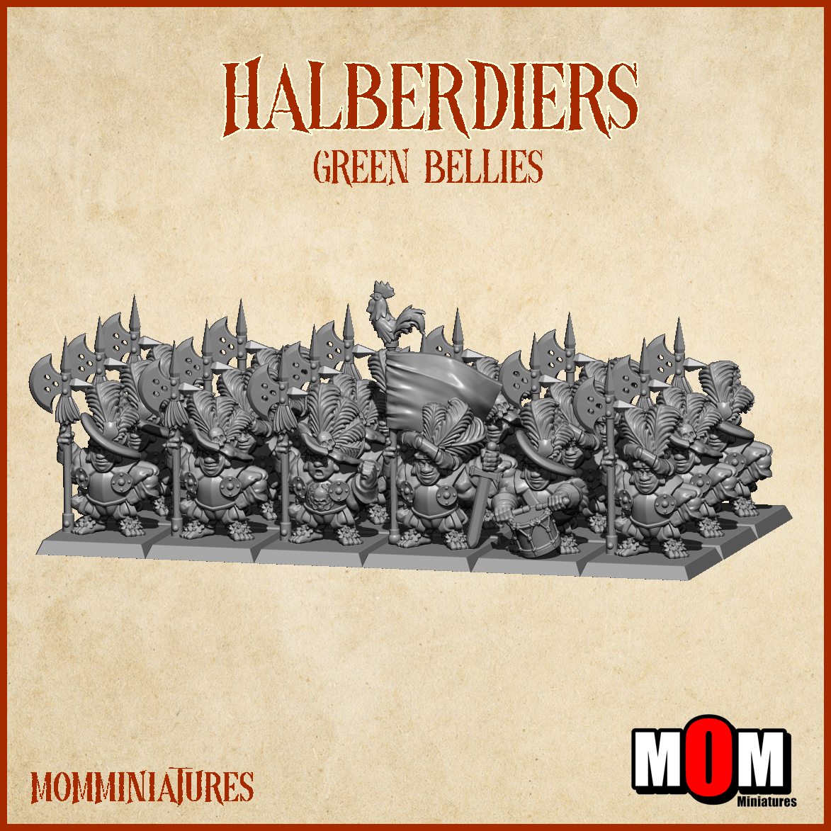 Halberdiers, Green Bellies - MoM Miniatures