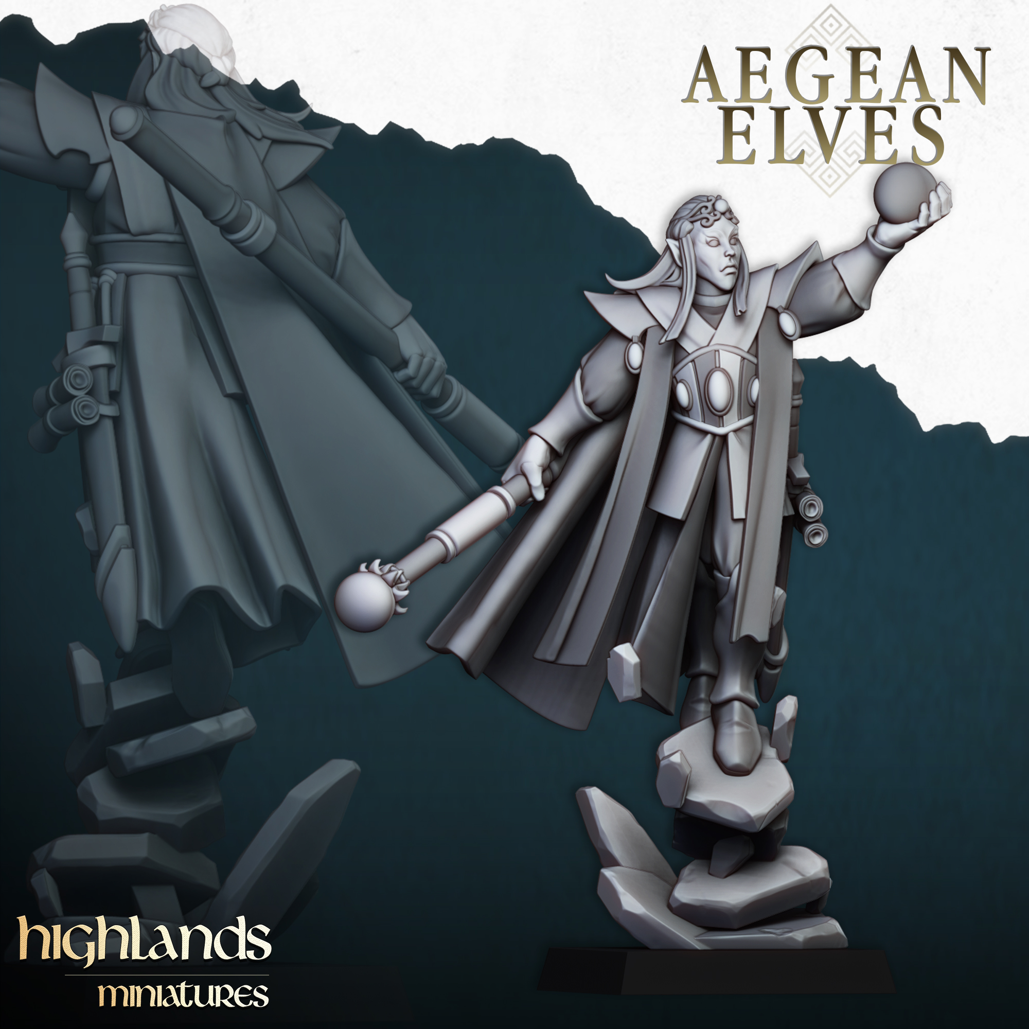 Mage, Aegean Elves - Highlands Miniatures