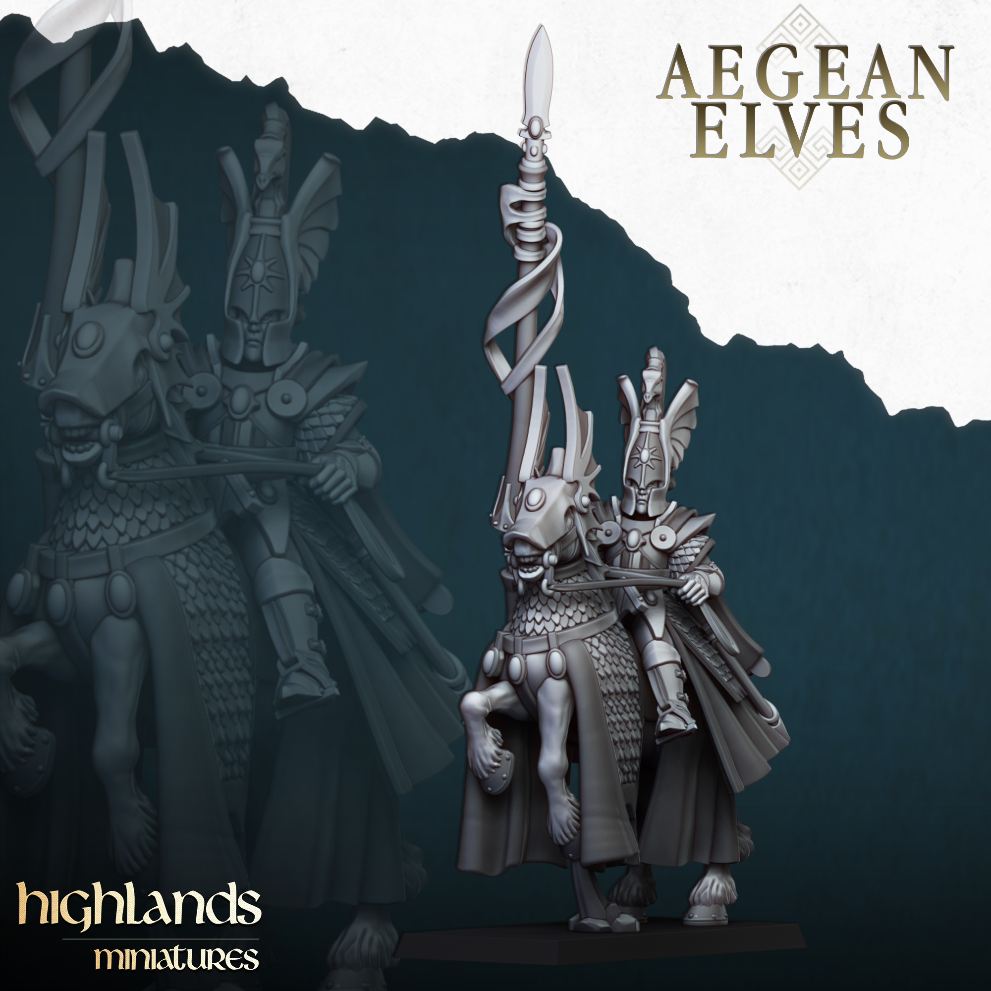 Mounted Lord, Aegean Elves - Highlands Miniatures