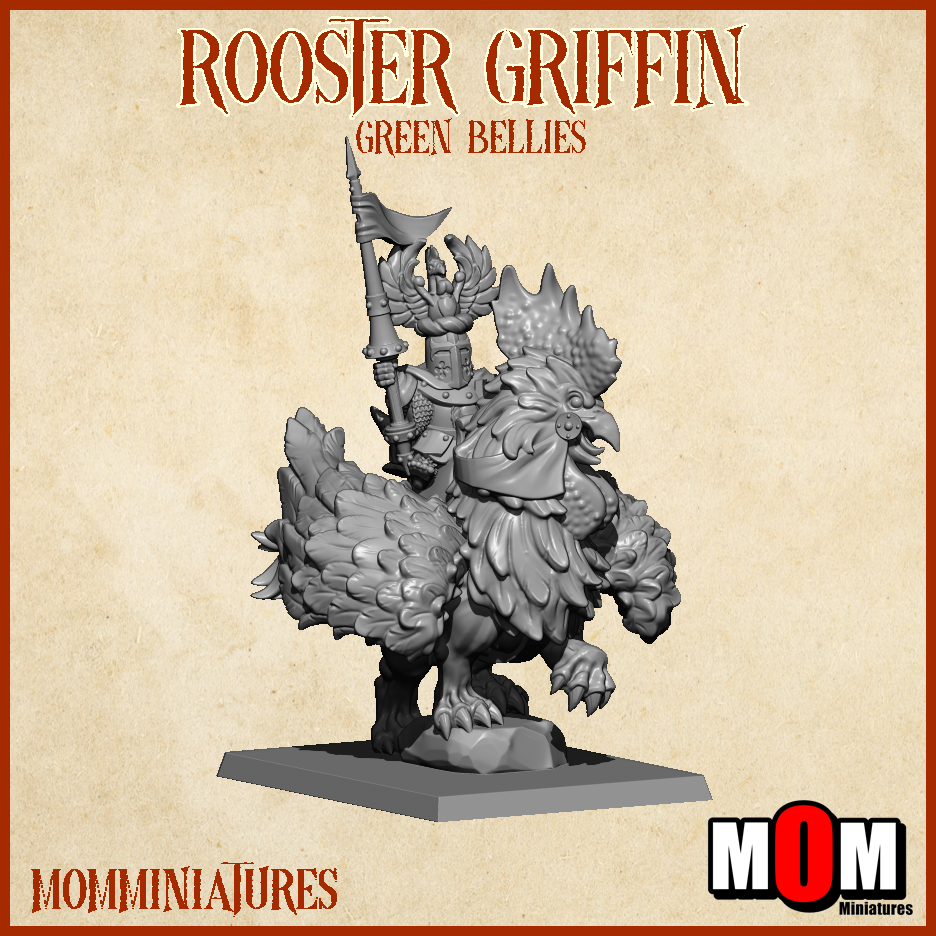 Captain on a Rooster Griffin, Green Bellies - MoM Miniatures