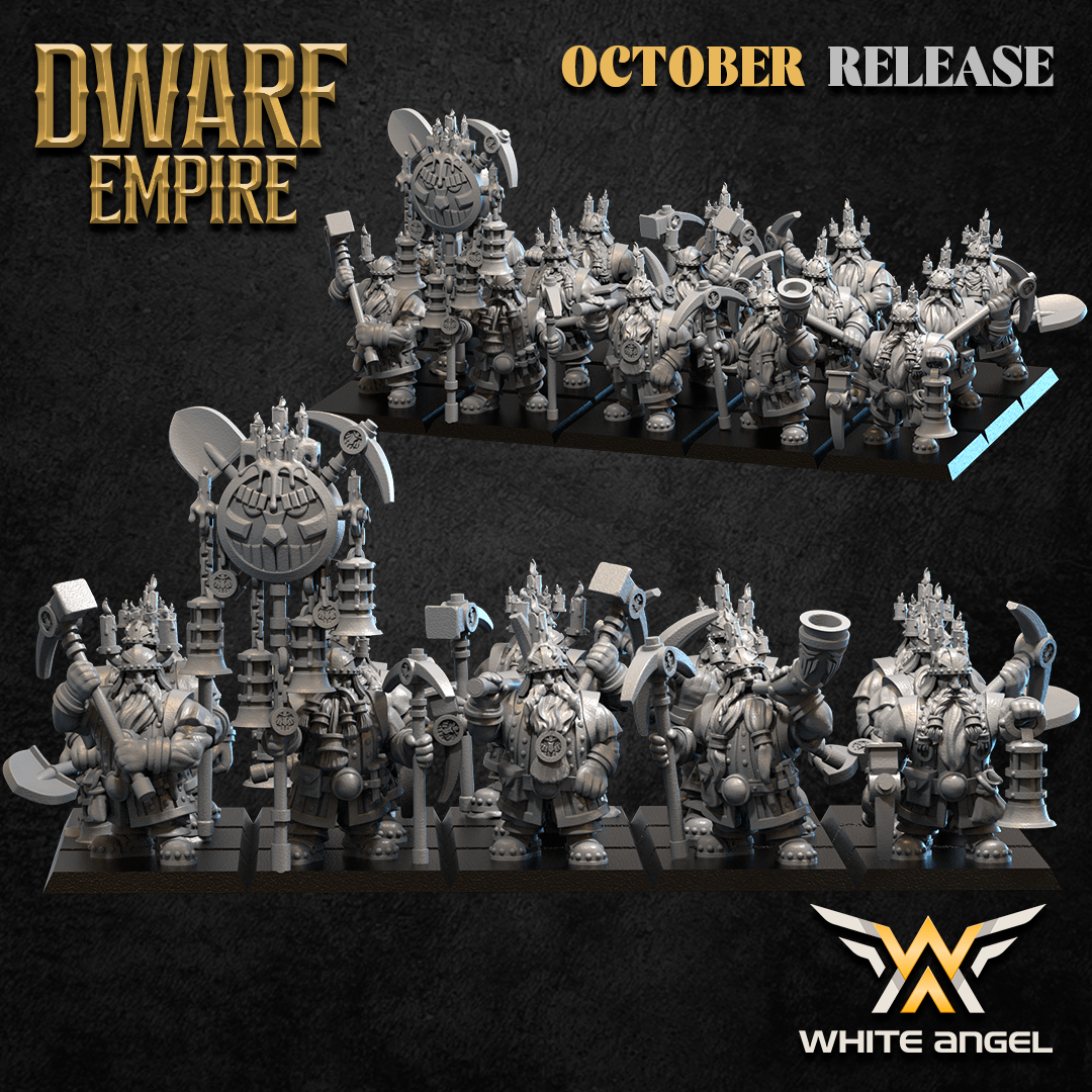 Dwarf Miner Unit with Command Group – Dwarf Empire – White Angel Miniatures