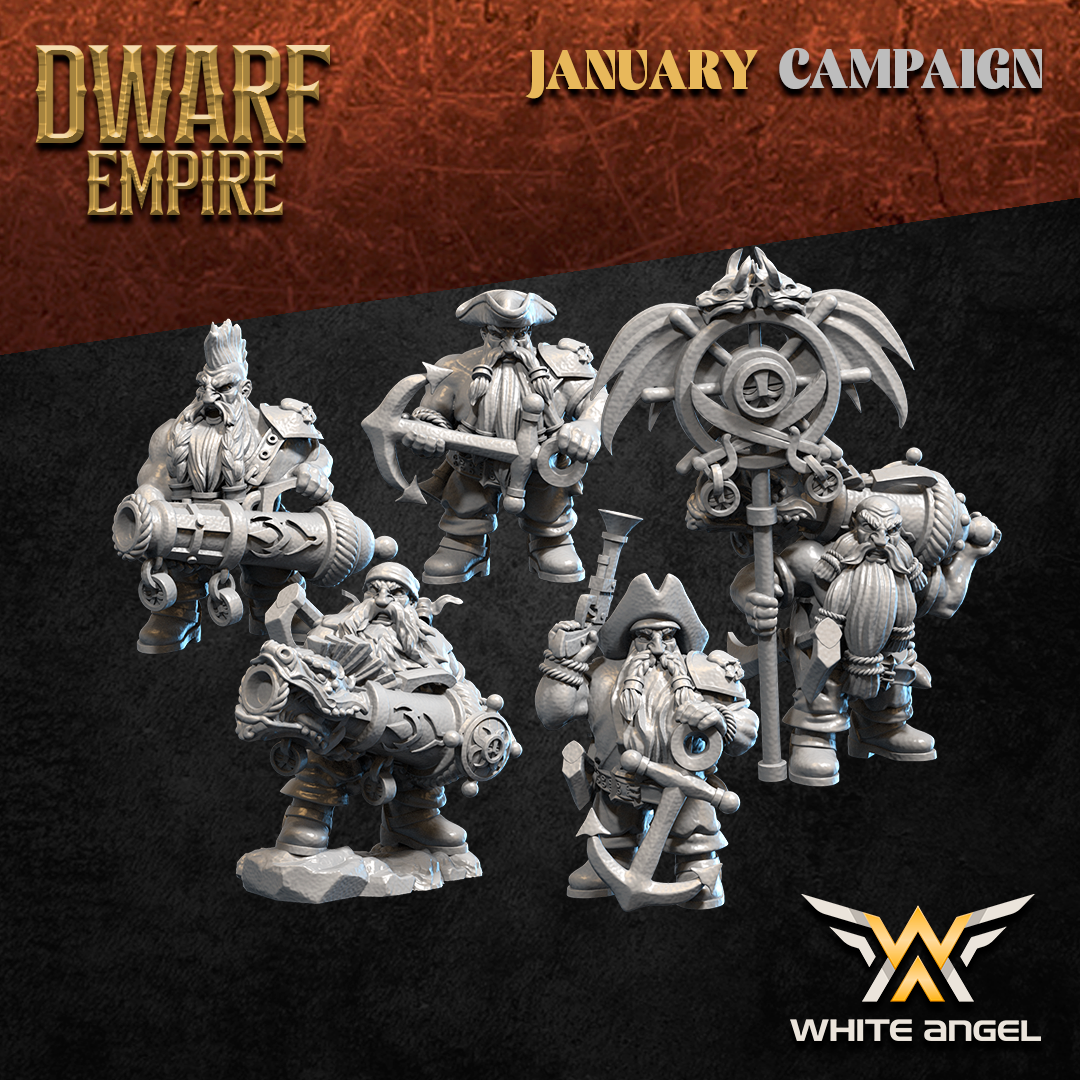 Dwarf Pirate Extra Pack, Dwarf Empire, White Angel Miniatures
