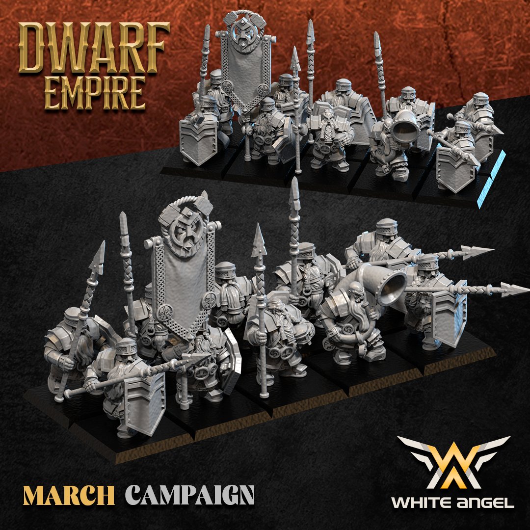 Pikedwarf Unit with Command Group – Dwarf Empire – White Angel Miniatures