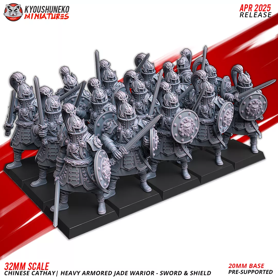 Heavy Armoured Jade Warriors with Sword and Shield, Kyoushuneko Miniatures