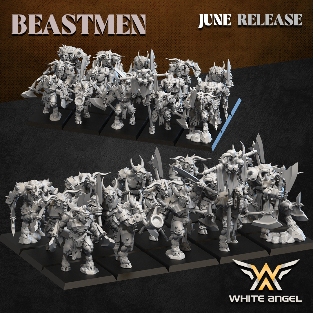 Heavy Beast Warrior, Beastmen, White Angel Miniatures