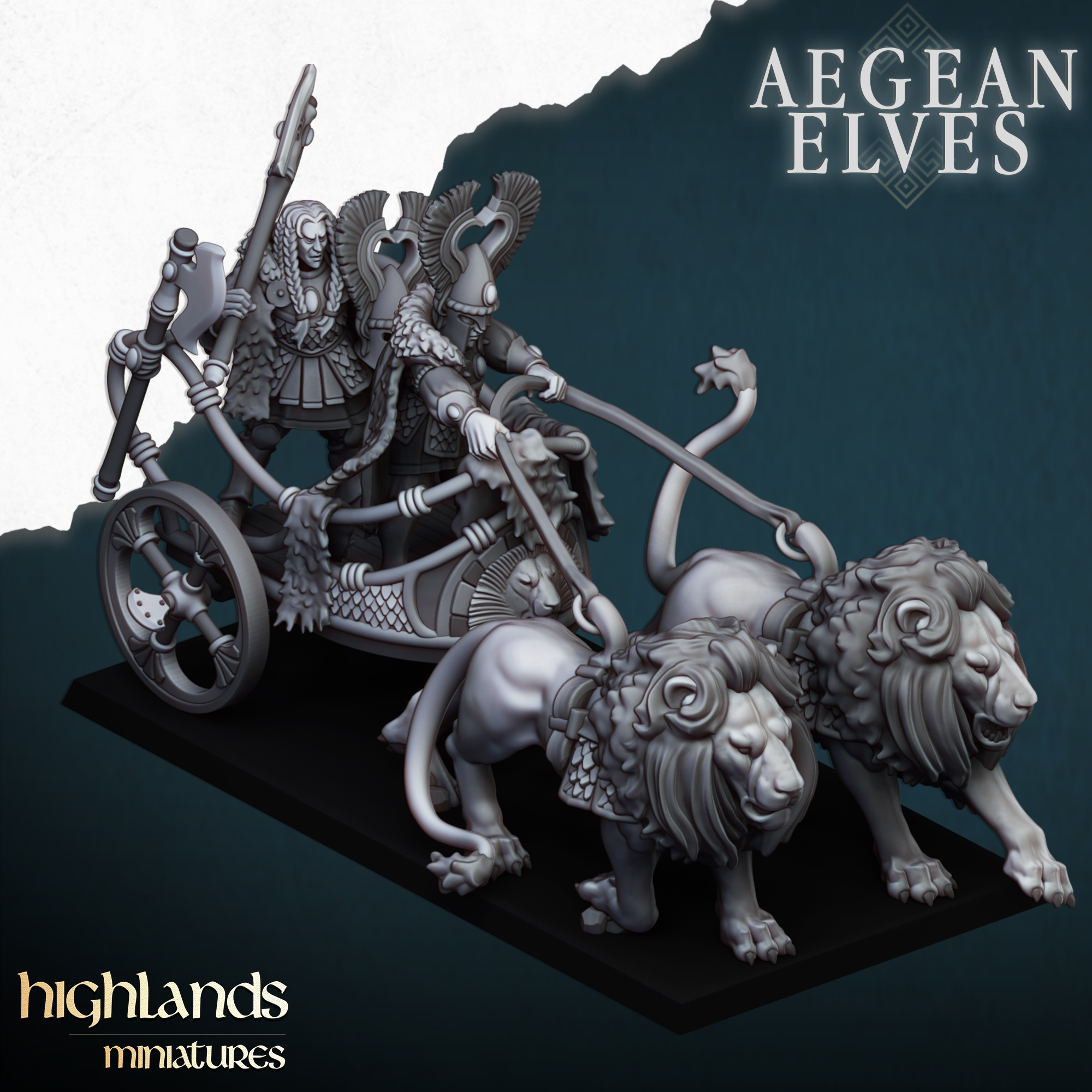 Lion Chariot, Aegean Elves - Highlands Miniatures