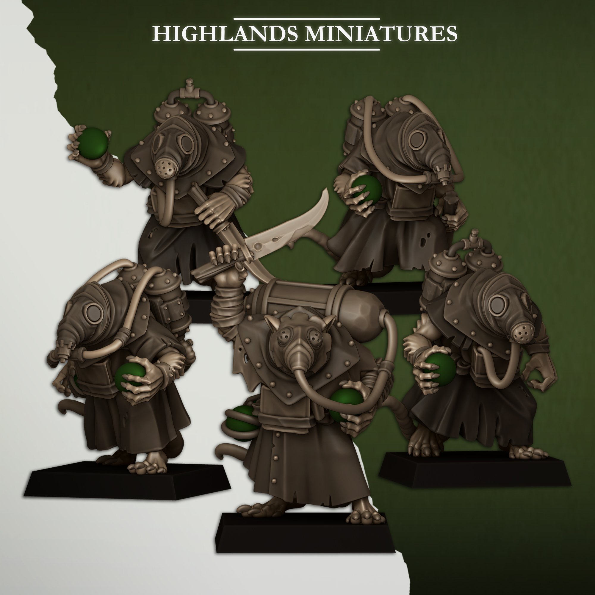 Sewer Poison Porters, Sewer Vermin - Highlands Miniatures