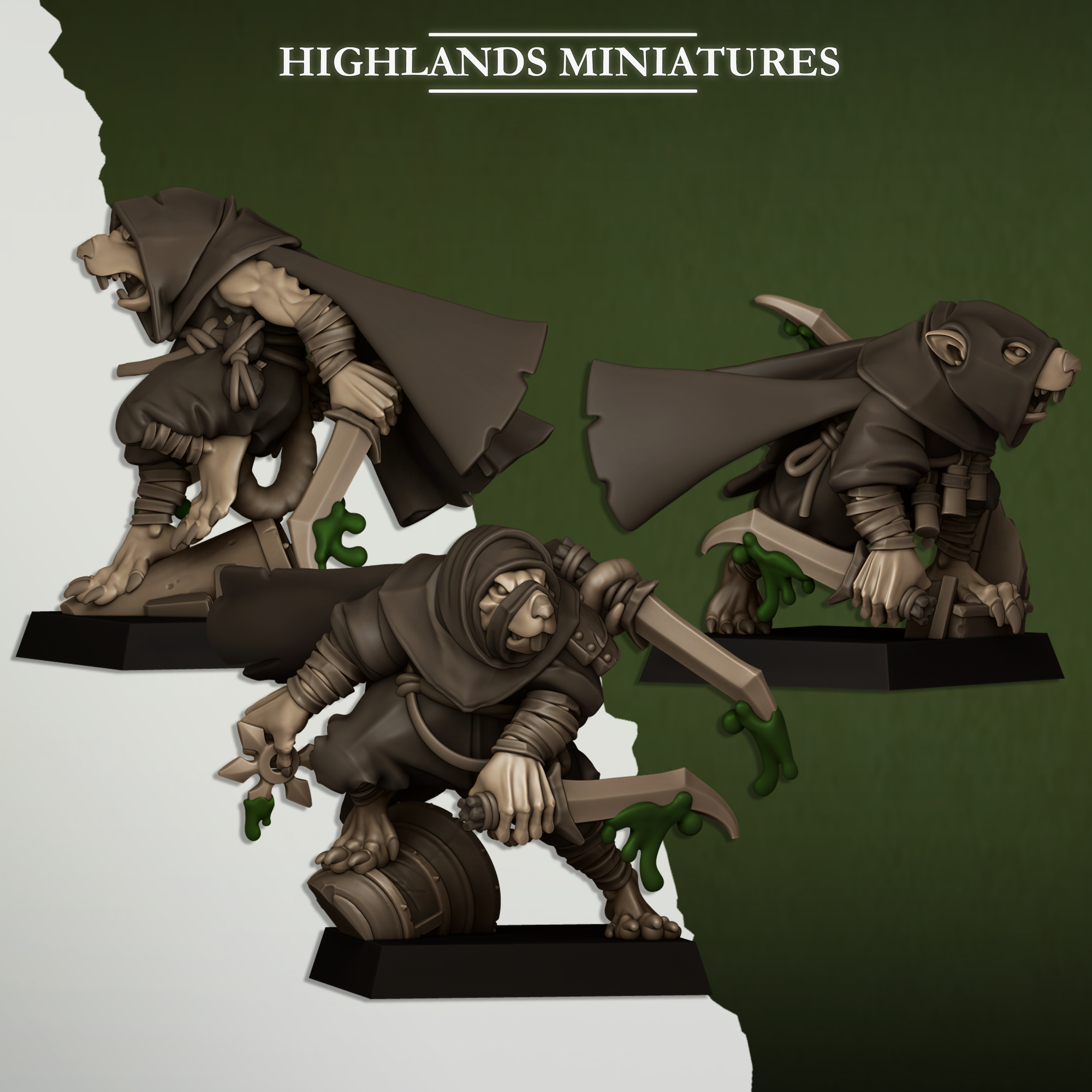 Sewer Vermin Assassins, Sewer Vermin - Highlands Miniatures
