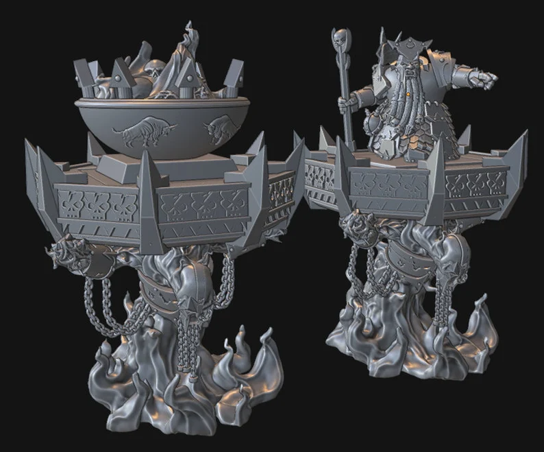 Meshymesh Evil Dwarf Fire Elemental Demon Sorcerer on Palanquin Unit Filler