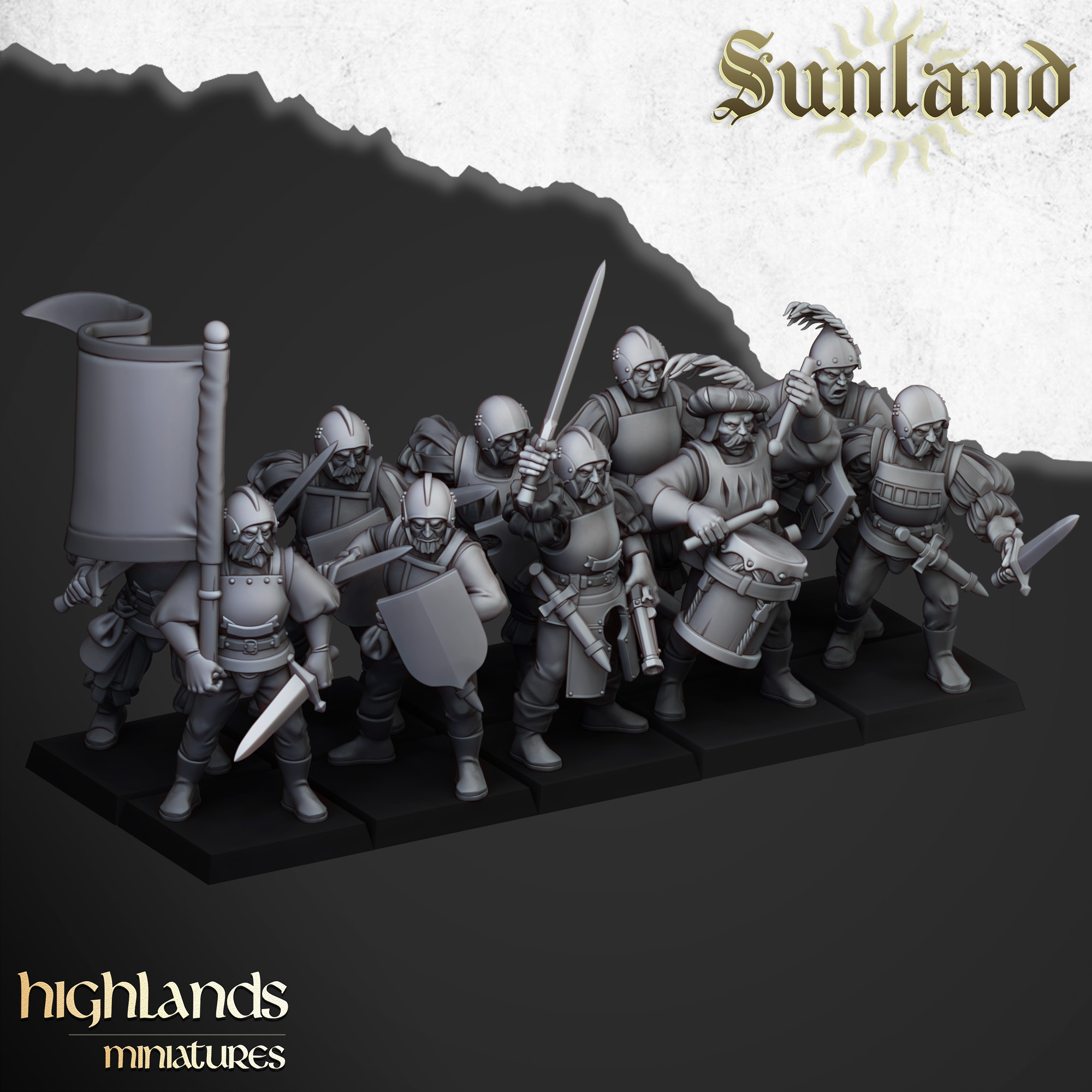 Troops with swords, Sunland- Highlands Miniatures