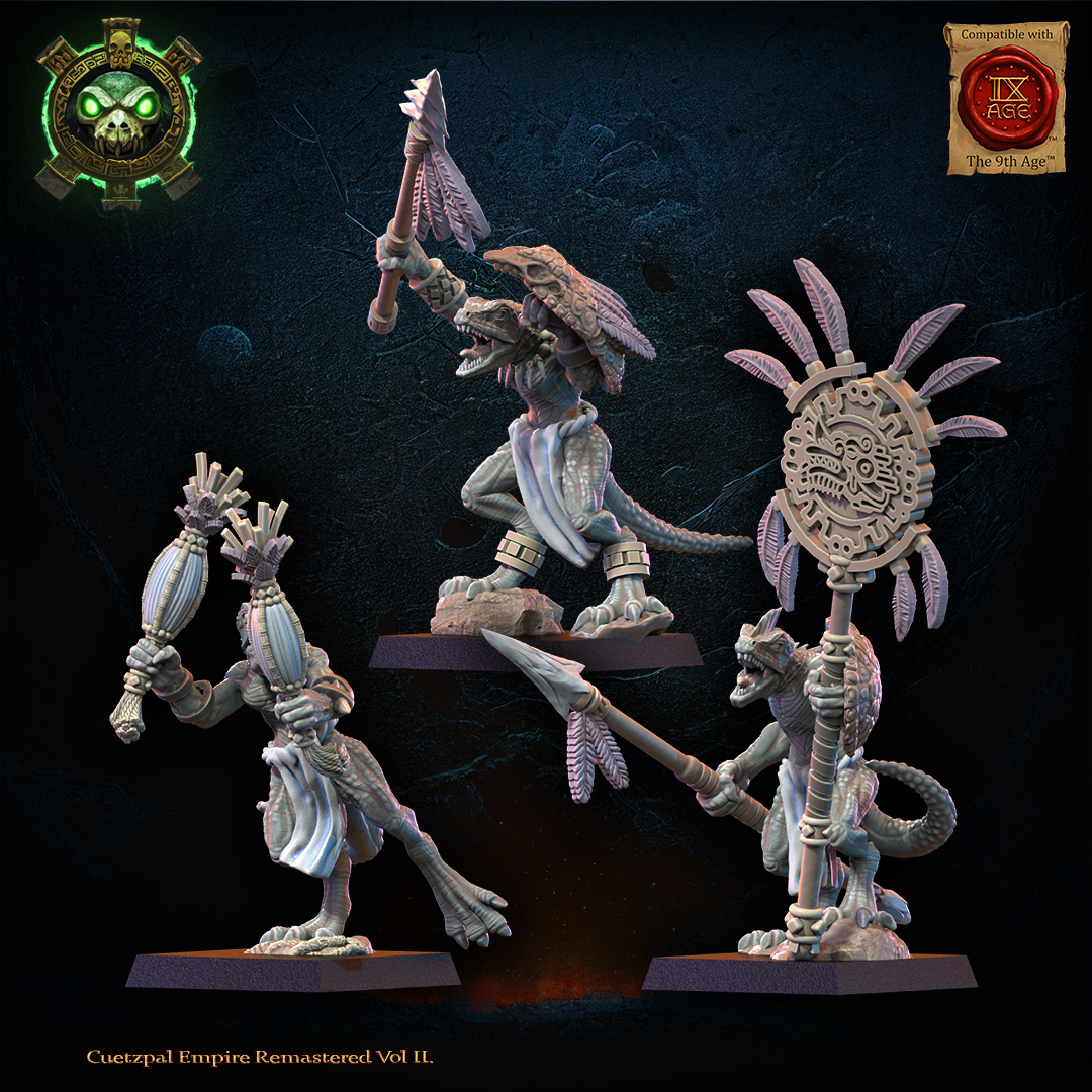 Cuetzpalli Regiment with Spears Command Group, Cuetzpal Empire, Lost Kingdom - Image 3