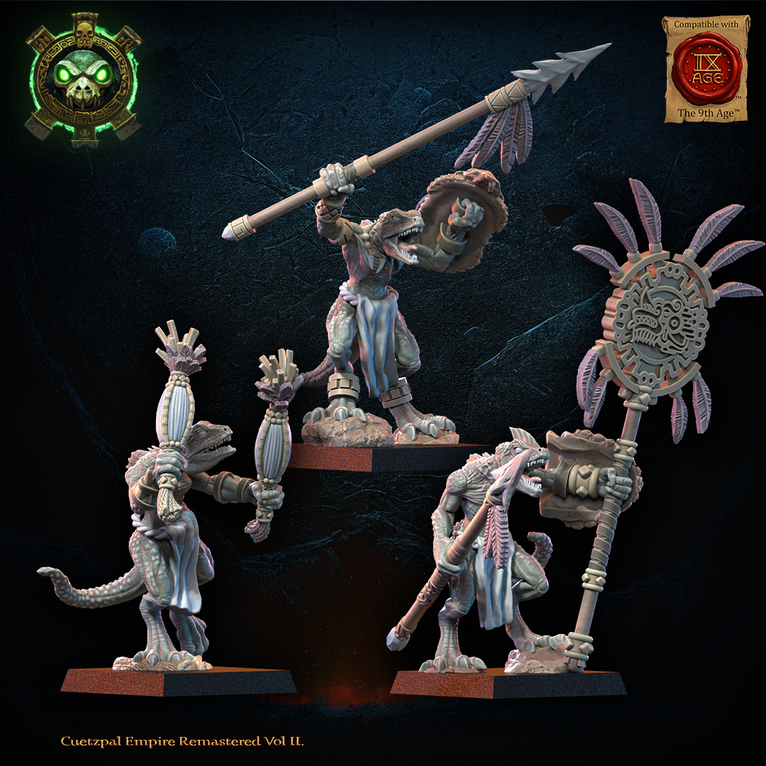 Cuetzpalli Regiment with Spears Command Group, Cuetzpal Empire, Lost Kingdom - Image 4