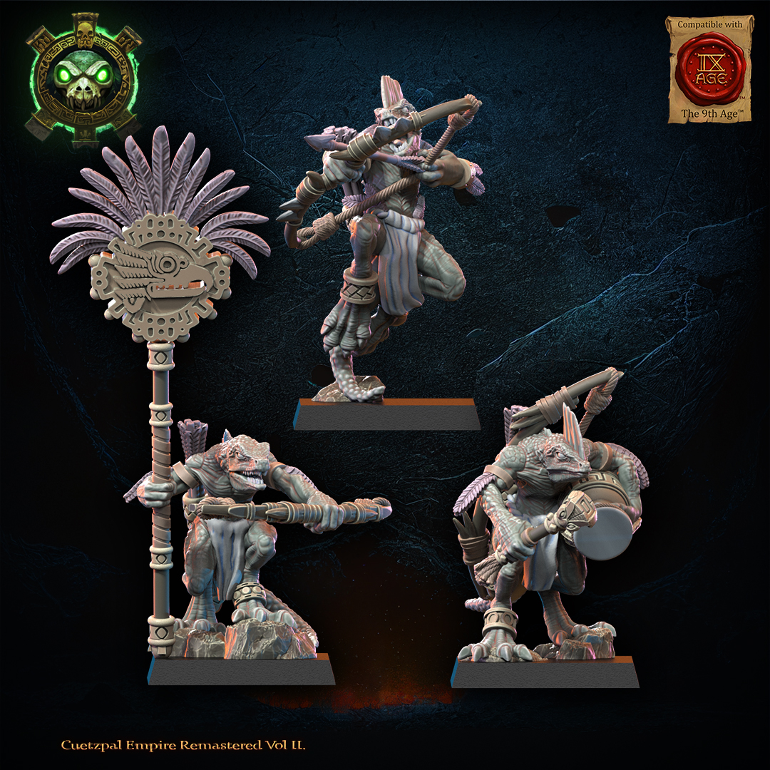 Cuetzpalli Regiment with Bows Command Group, Cuetzpal Empire, Lost Kingdom
