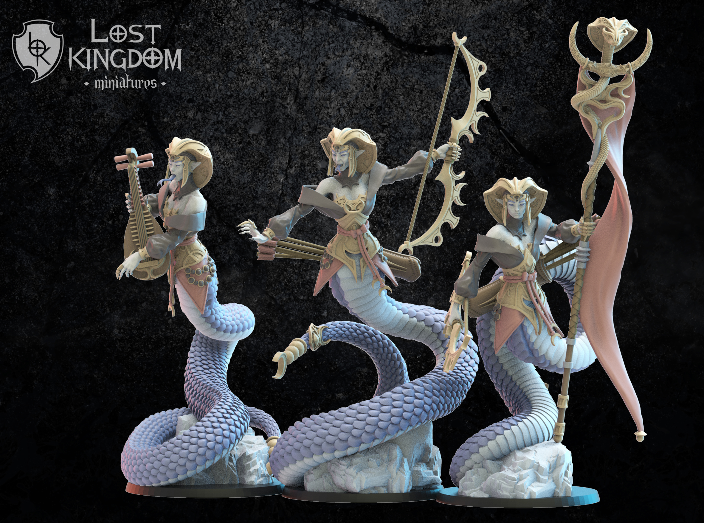 Yumi/Yari Naga Regiment including Command Group, Night Elves, Lost Kingdom - Image 4