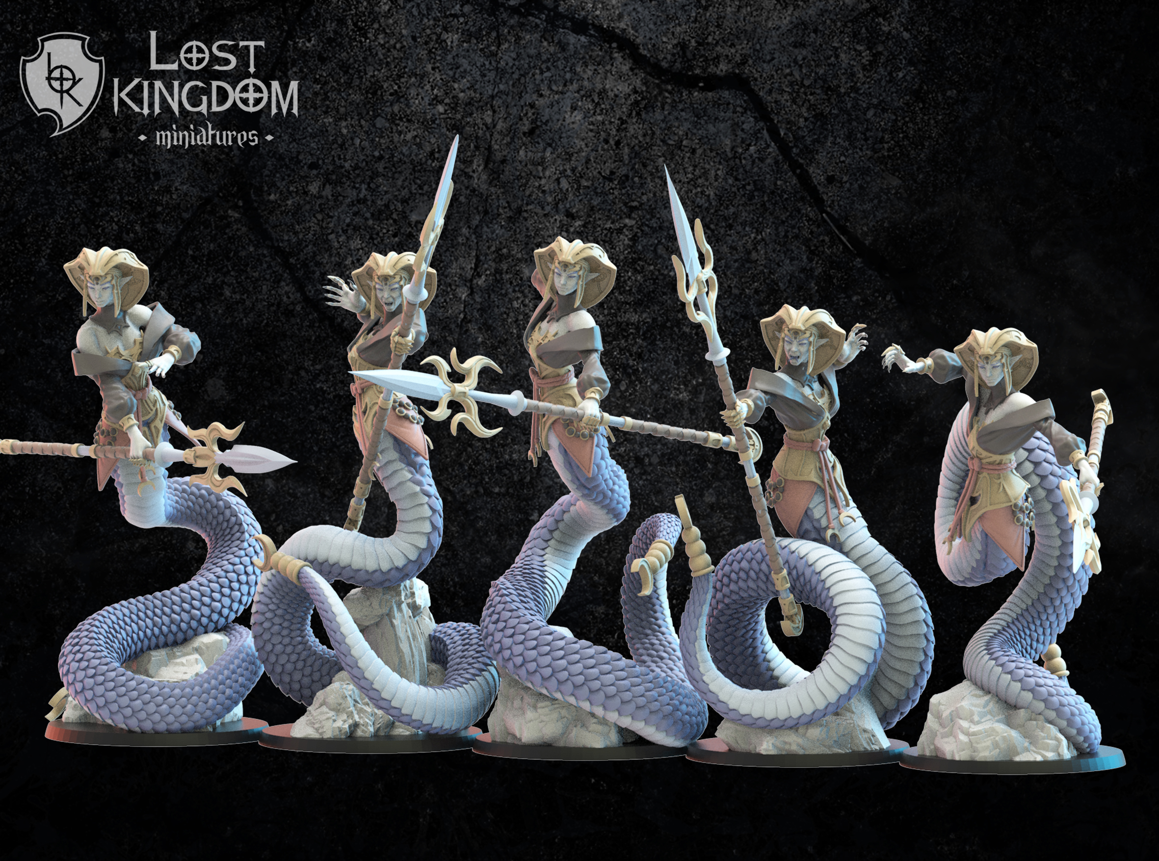 Yumi/Yari Naga Regiment including Command Group, Night Elves, Lost Kingdom - Image 13