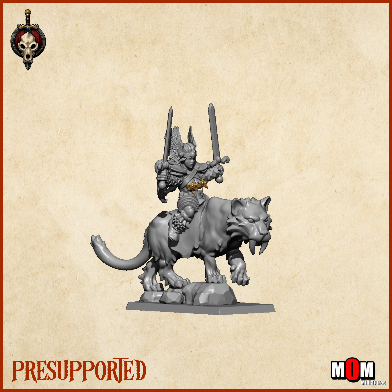 Amazonian Champion on a Saber-Toothed Tiger, Warbound Amazons - MoM Miniatures - Image 4
