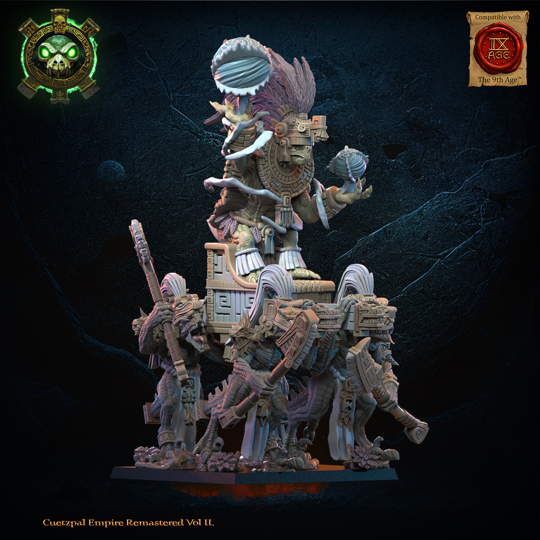 Tezcatlipoca, the Living God on Palanquin, Cuetzpal Empire, Lost Kingdom