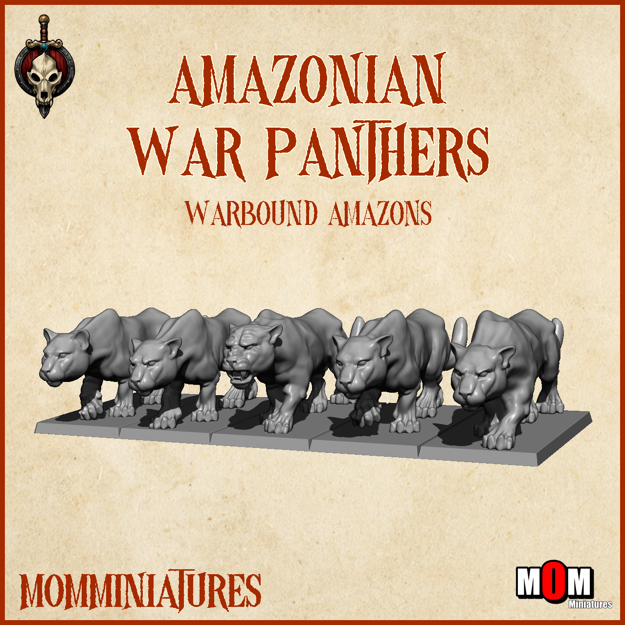 Amazonian War Panthers, Warbound Amazons - MoM Miniatures