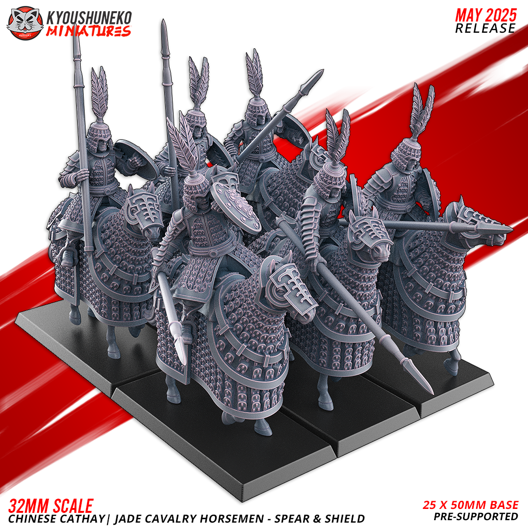 Jade Cavalry with Spears, Chinese Cathay, Kyoushuneko Miniatures