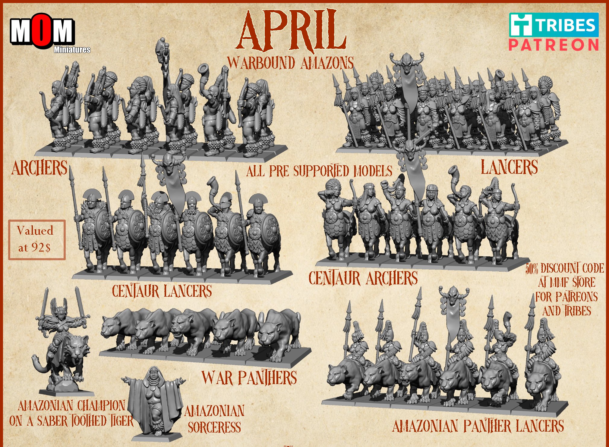 Amazonian Army Bundle, Warbound Amazons - MoM Miniatures