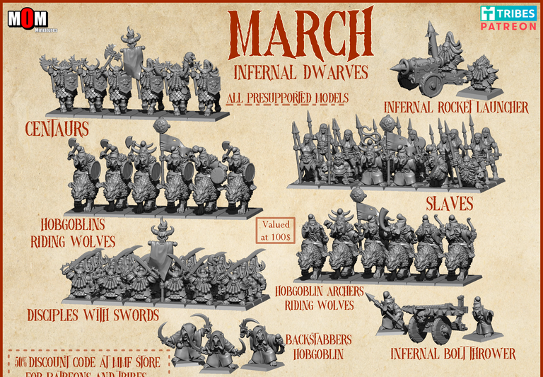 Infernal Dwarf Army Bundle 2, Infernal Dwarves - MoM Miniatures