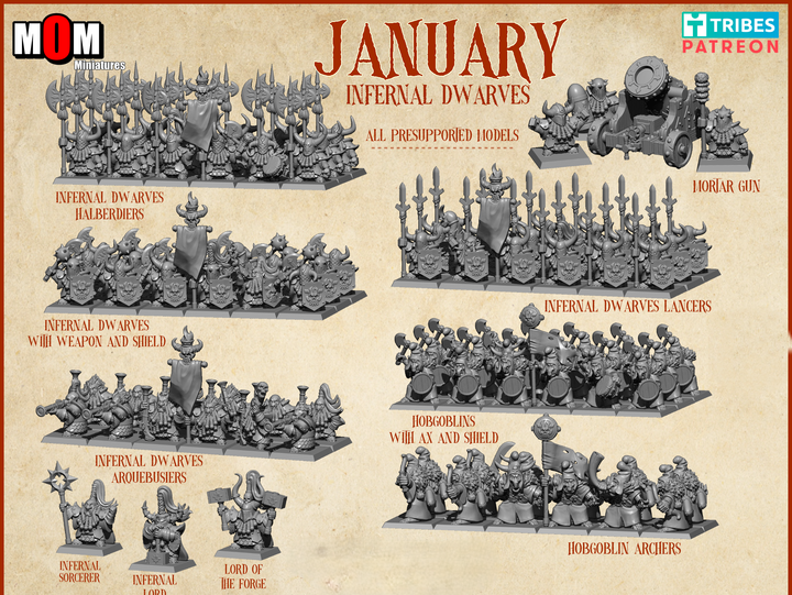 Infernal Dwarf Army Bundle 1, Infernal Dwarves - MoM Miniatures