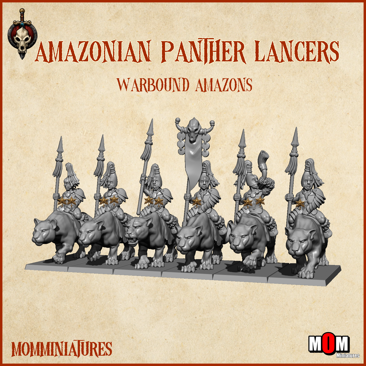 Amazonian Panther Lancers including Command Group, Warbound Amazons - MoM Miniatures