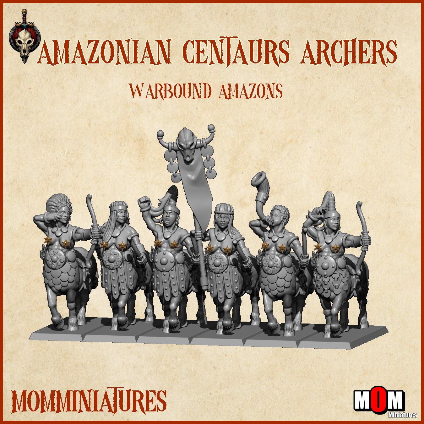 Amazonian Centaurs Archers including Command Group, Warbound Amazons - MoM Miniatures