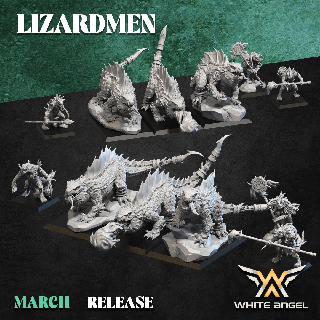 Fire Lizard, Lizardmen - White Angel Miniatures