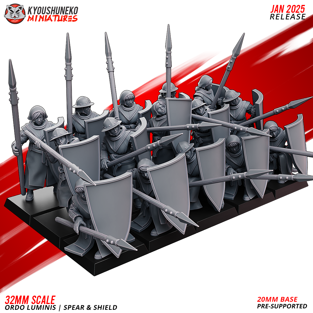 Spear and Shield Maiden, Ordo Luminis, Kyoushuneko Miniatures