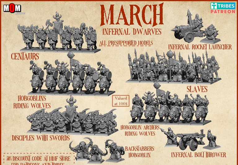 Infernal Dwarf Army Bundle 2, Infernal Dwarves - MoM Miniatures