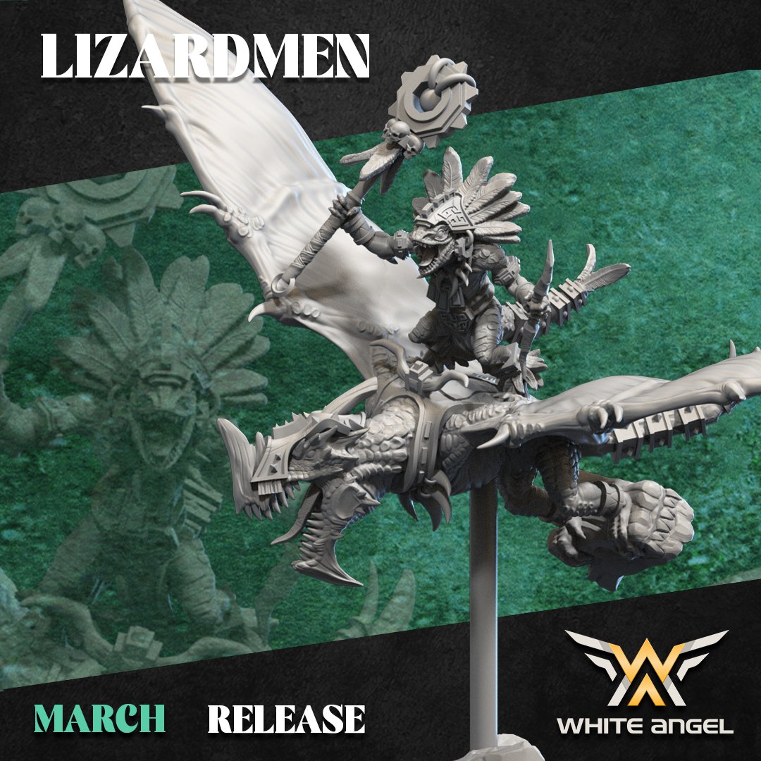 Slippery Lizard Shaman Skycrawler, Lizardmen - White Angel Miniatures