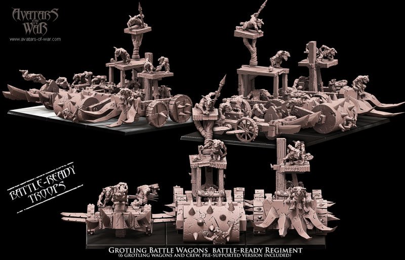 grotling wagons battle ready regiment, orcs & goblins avatars of war