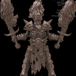 Skeleton Champion with fire swords