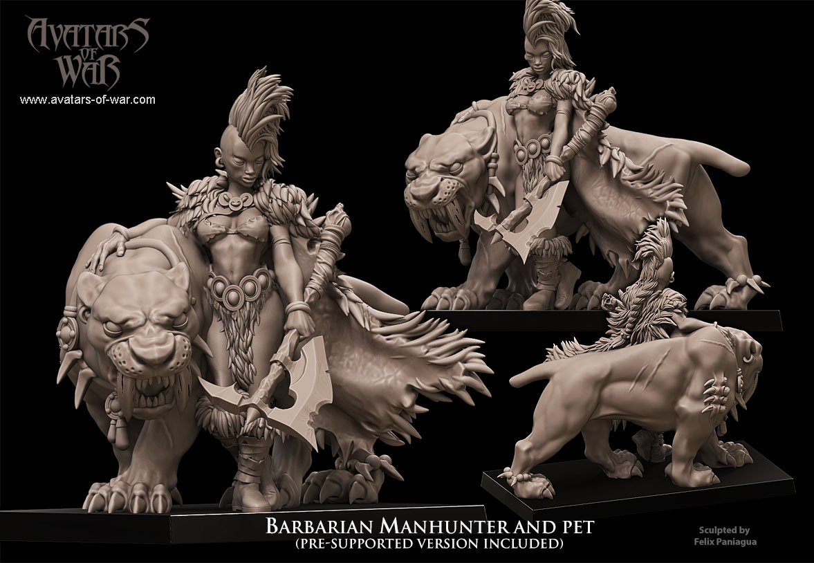Barbarian Manhunter with Sabertooth familiar