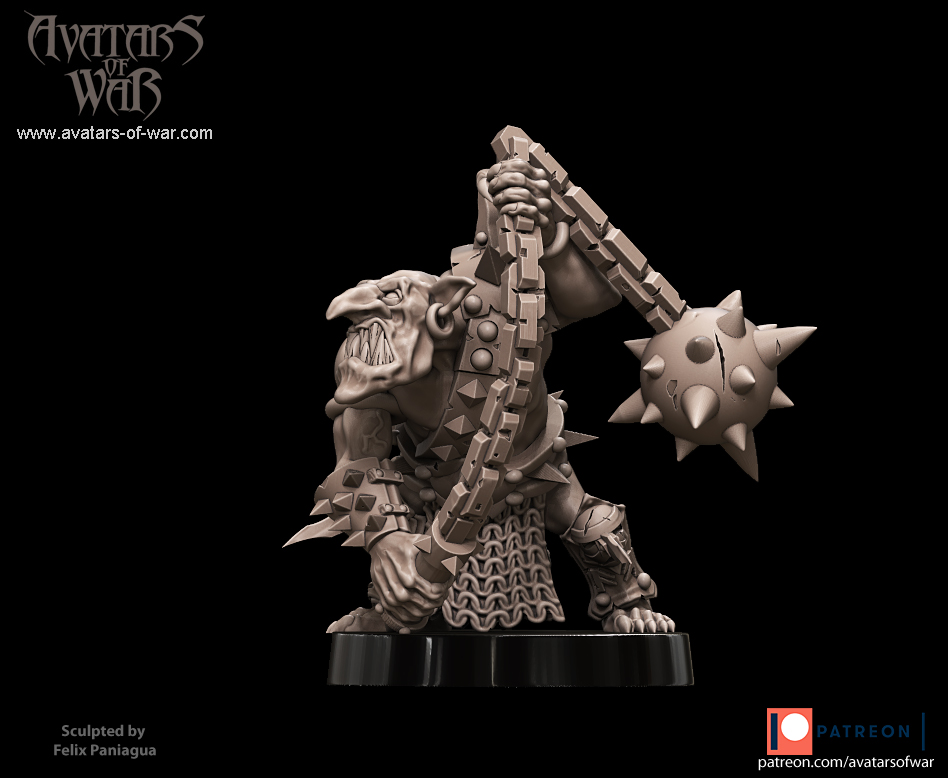 goblin hero swinging ball & chain, orcs & goblins avatars of war (copy)