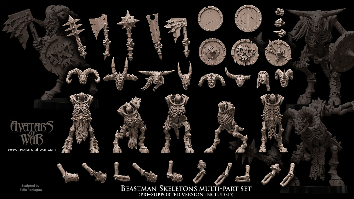 beastman skeletons multi part regiment, beastmen, avatars of war (copy)