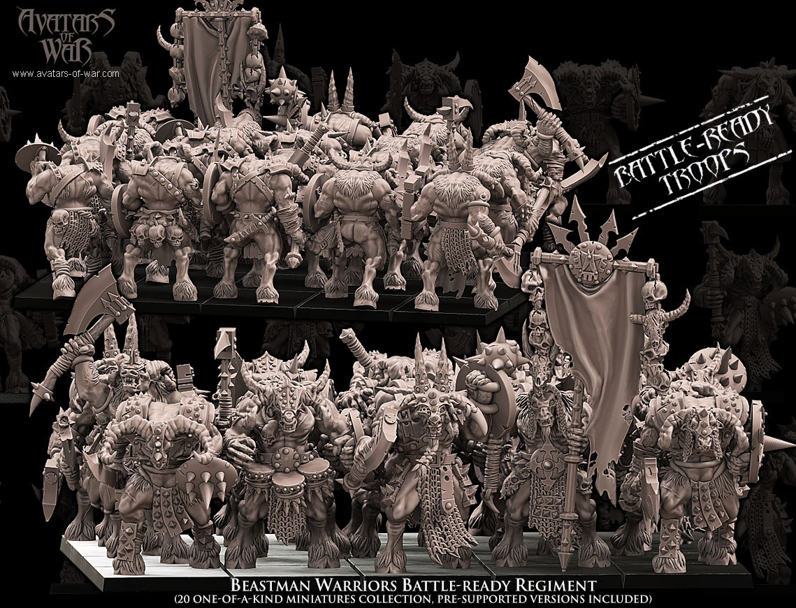 beastman warriors multi part regiment, beastmen, avatars of war