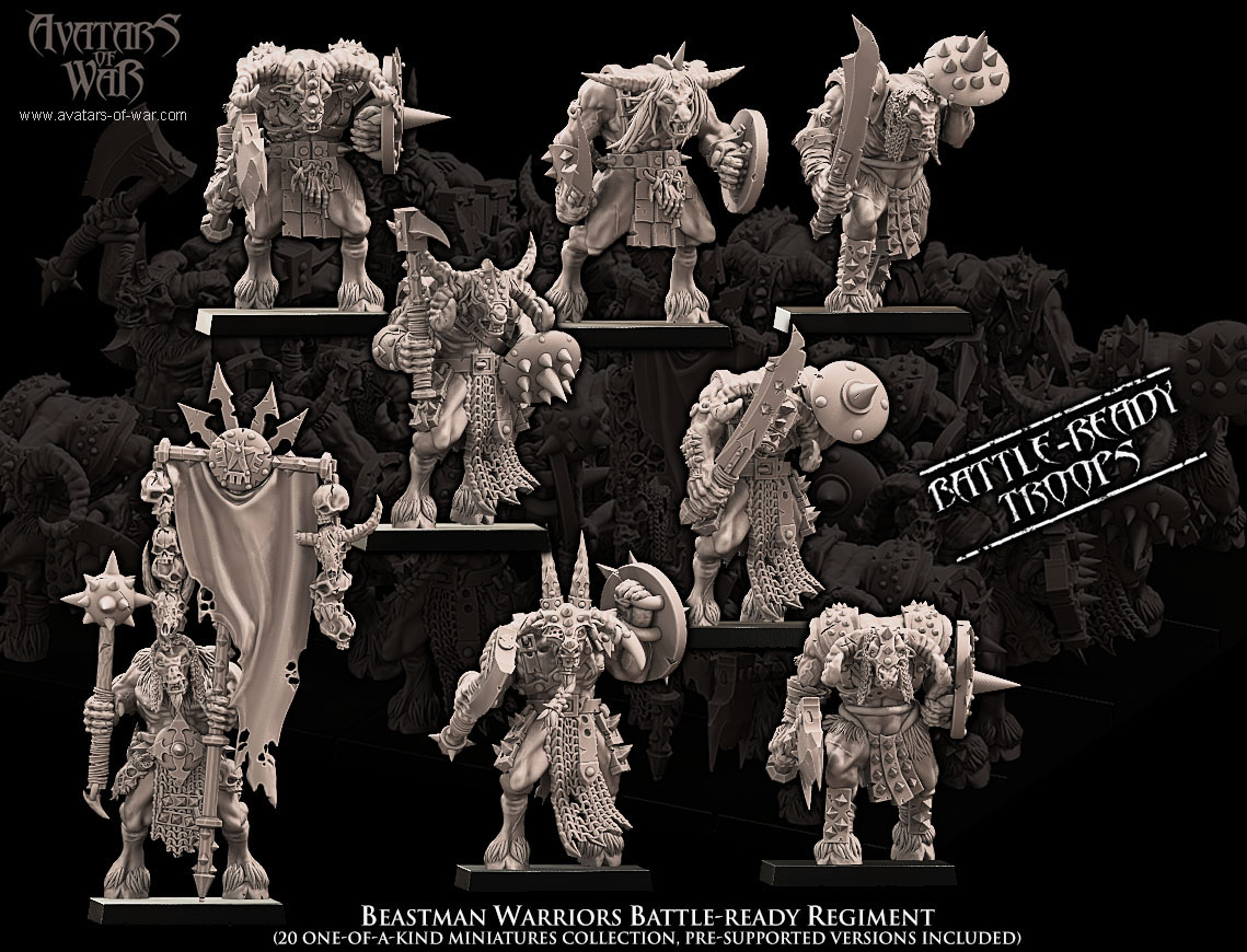beastman warriors multi part regiment, beastmen, avatars of war
