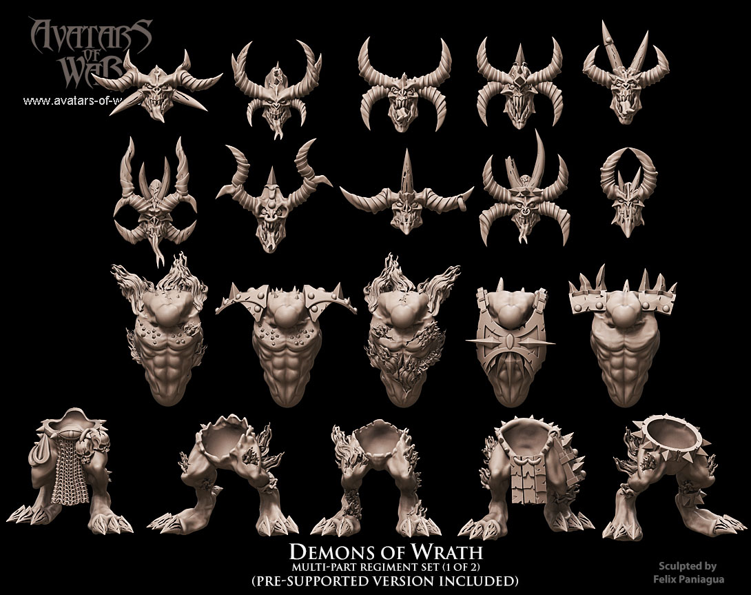 daemons of wrath multi part regiment, demons and dark gods of chaos, avatars of war (copy)