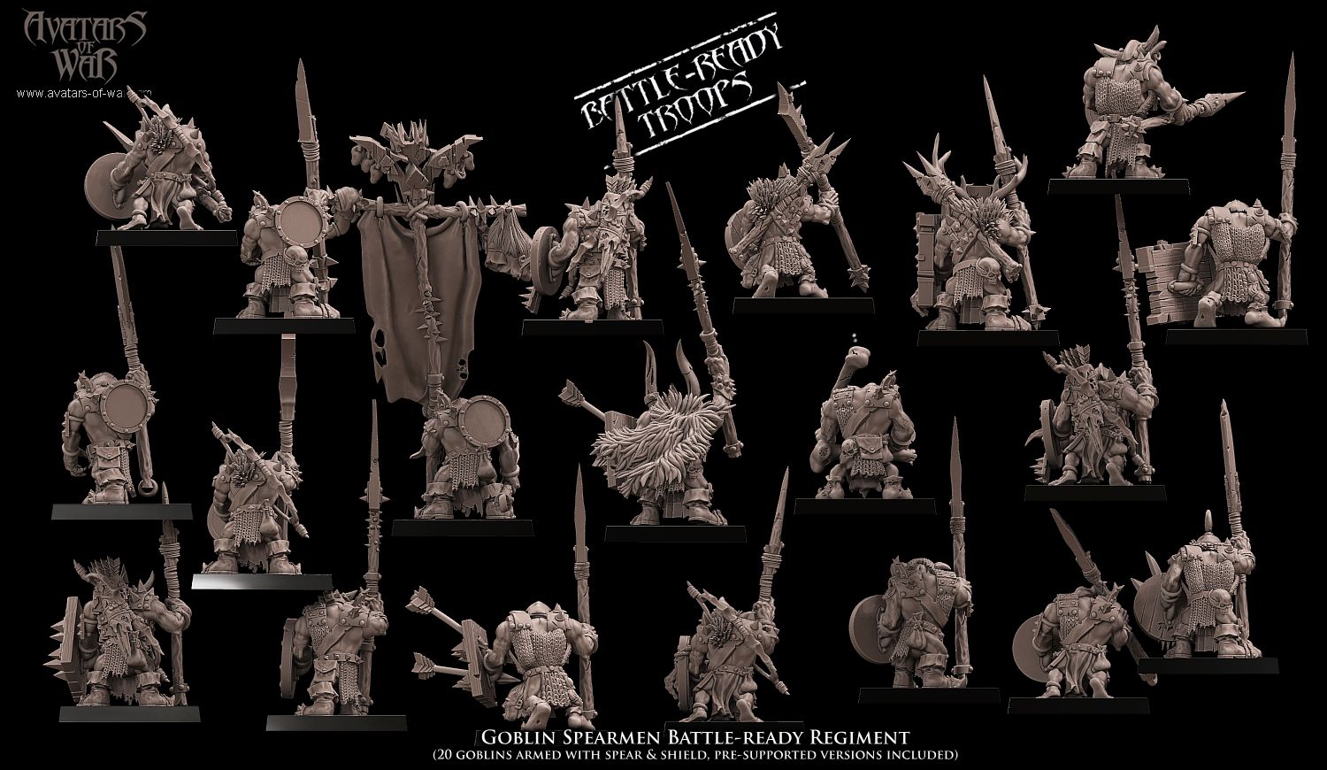 orc archers battle ready regiment, orcs & goblins, avatars of war (copy)