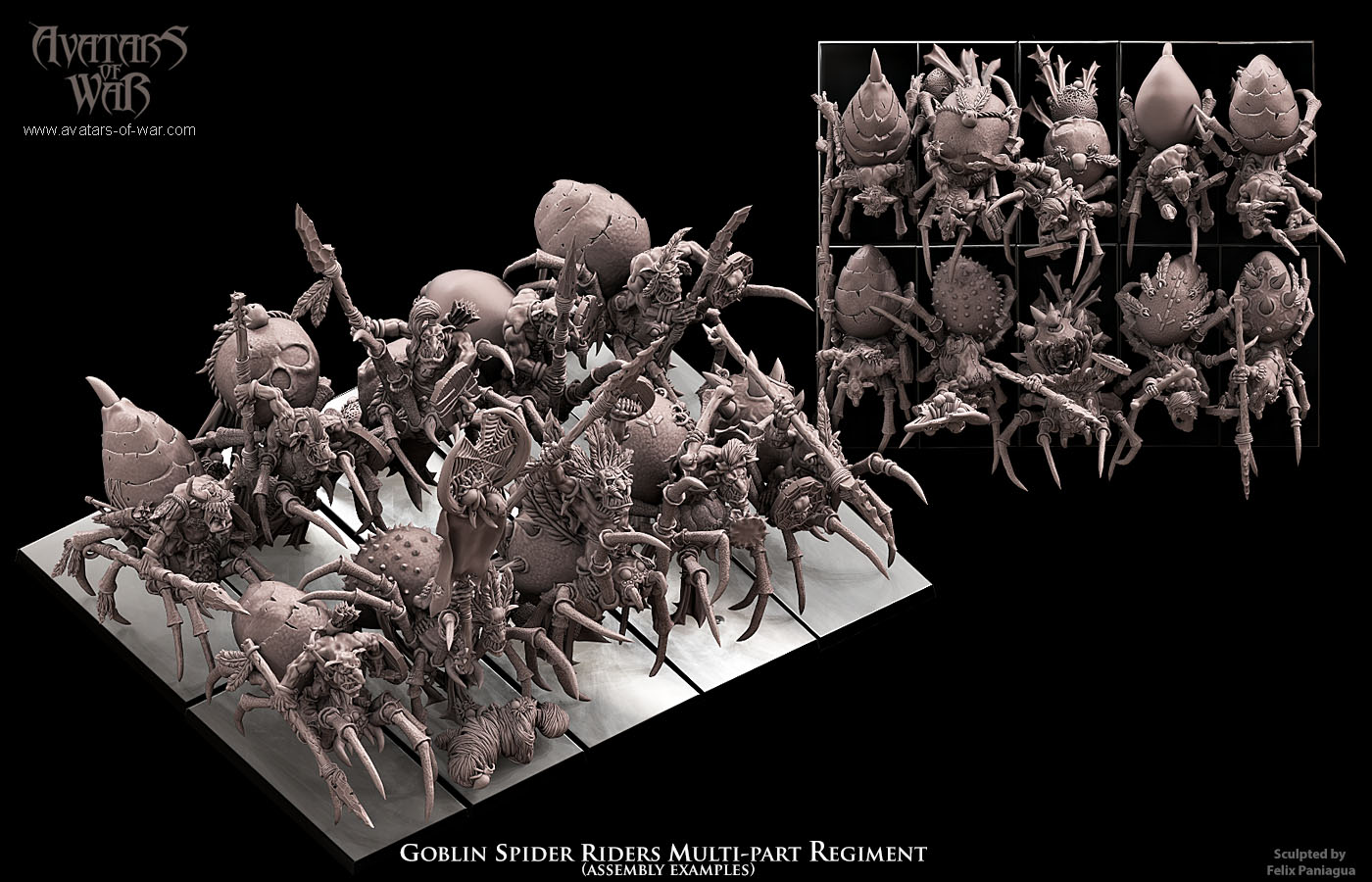 goblin spider riders multi part regiment, orcs & goblins avatars of war