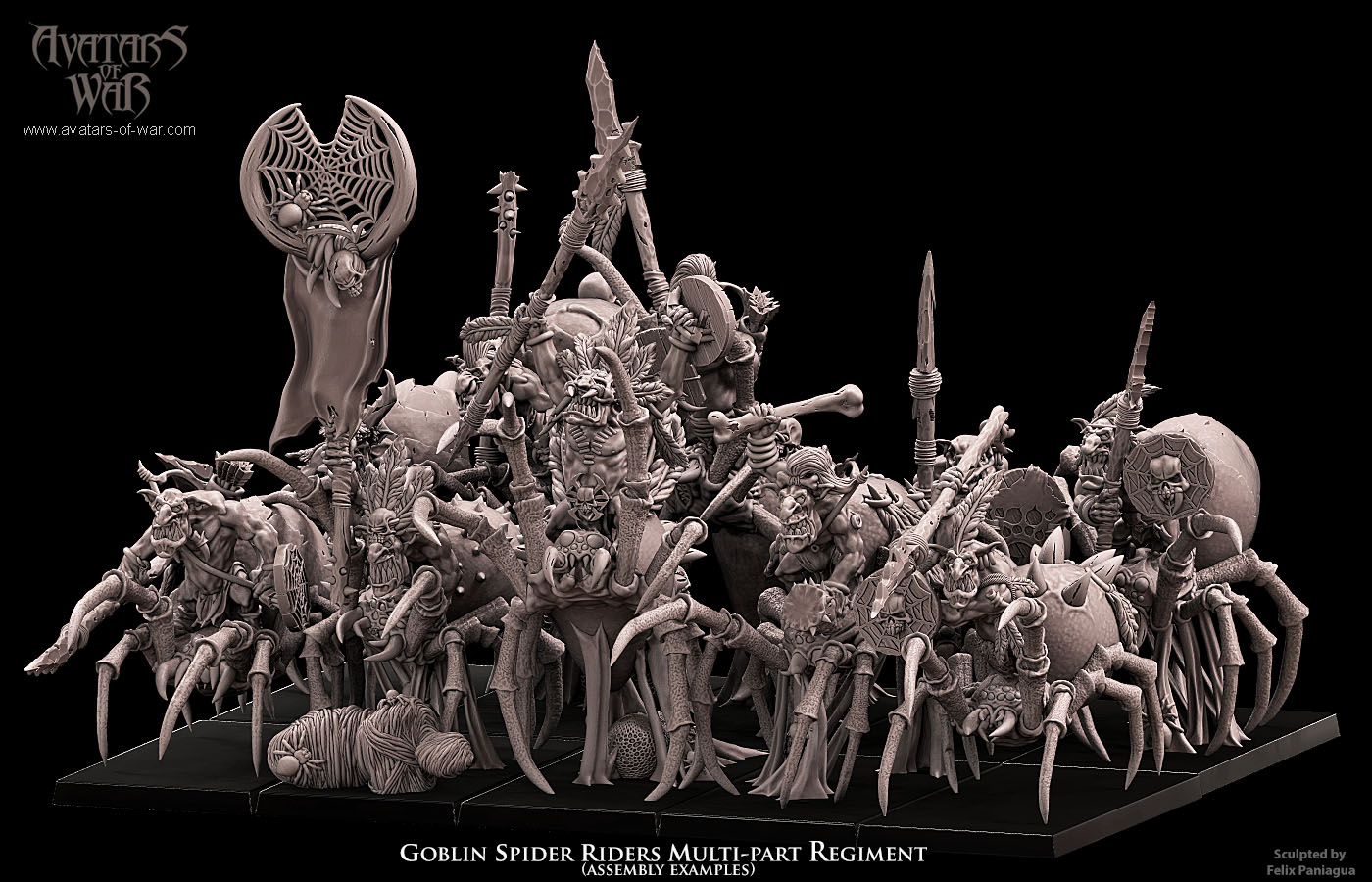 goblin spider riders multi part regiment, orcs & goblins avatars of war
