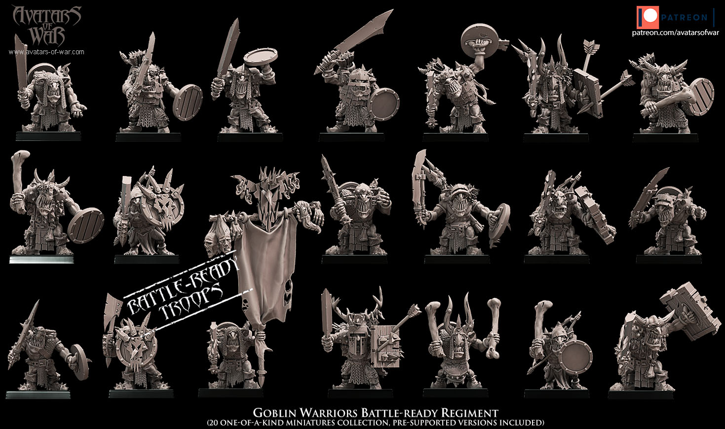 goblin warriors battle ready regiment, orcs & goblins, avatars of war