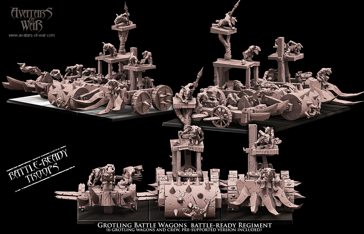 grotling wagons battle ready regiment, orcs & goblins avatars of war