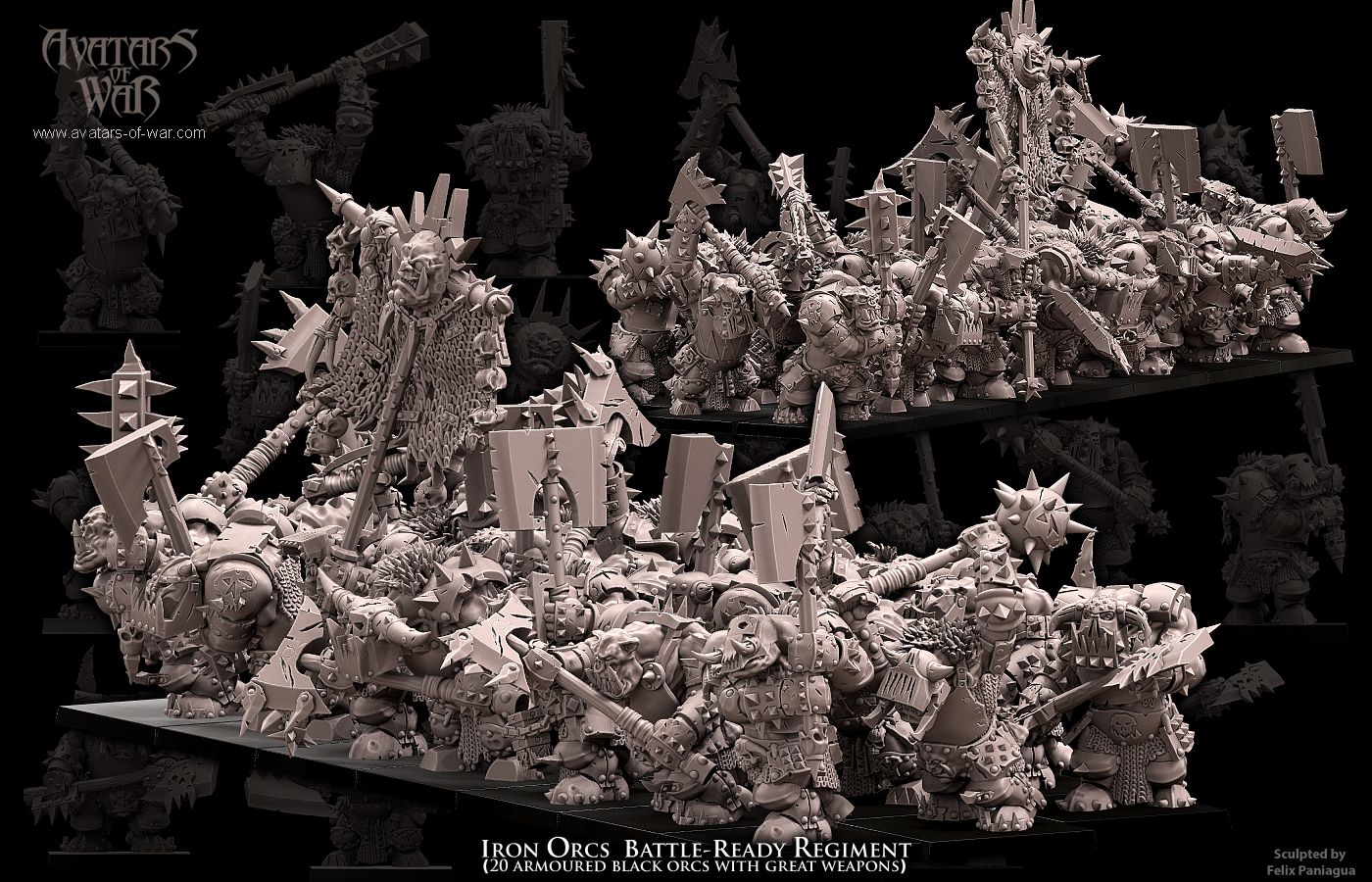 iron orcs with great weapons battle ready regiment, orcs & goblins, avatars of war (copy)