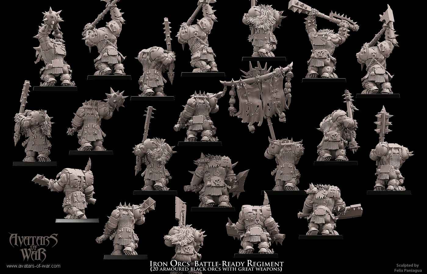 iron orcs with great weapons battle ready regiment, orcs & goblins, avatars of war (copy)