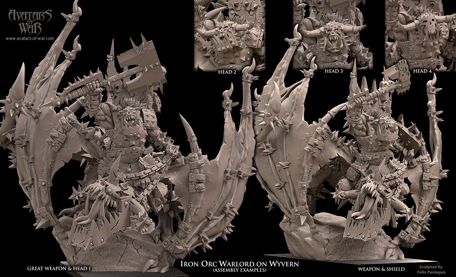 iron orc warlord on wyvern, orcs & goblins avatars of war