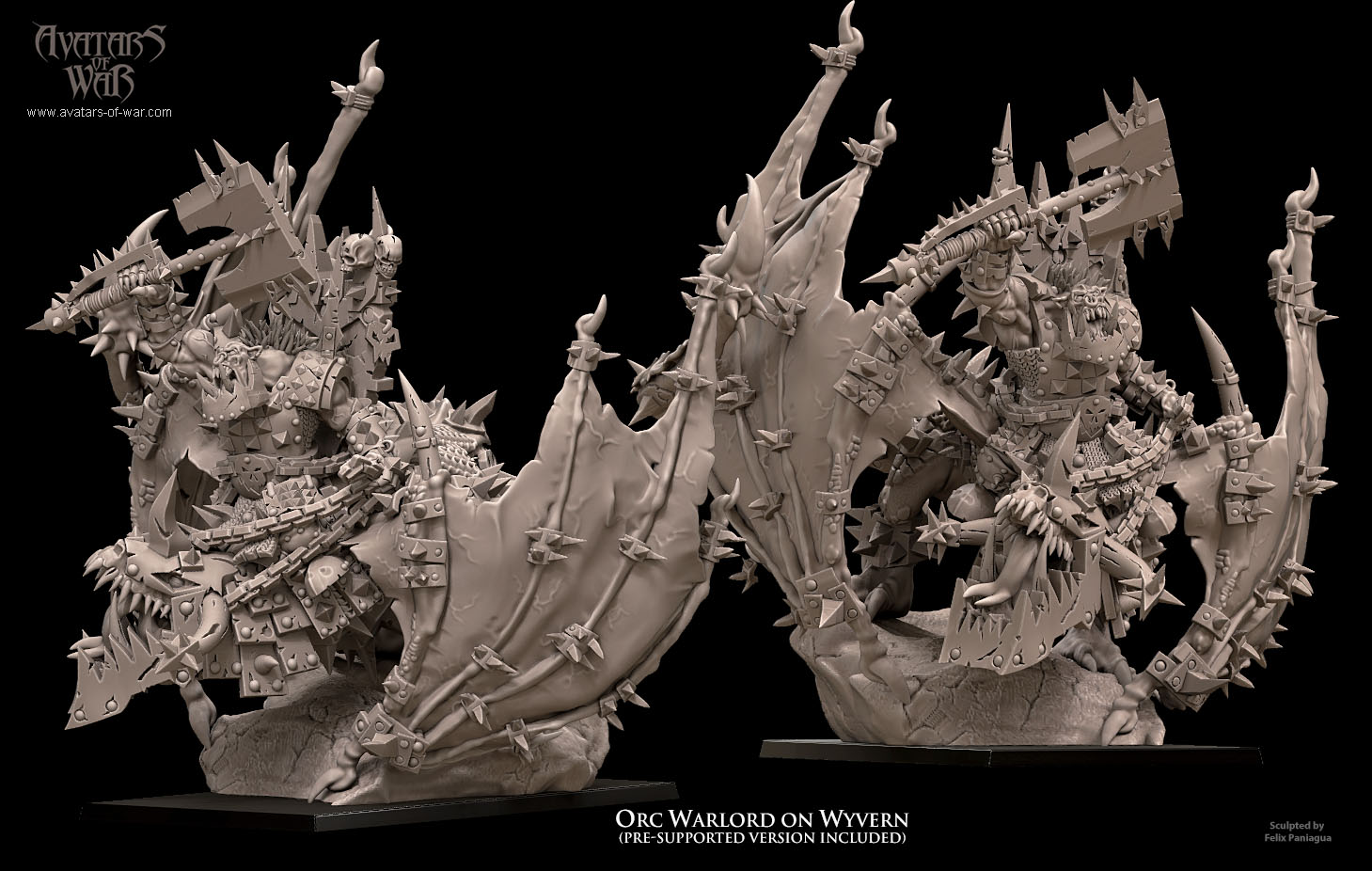iron orc warlord on wyvern, orcs & goblins avatars of war