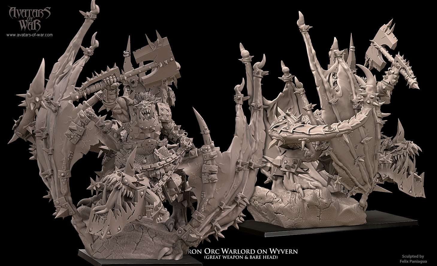 iron orc warlord on wyvern, orcs & goblins avatars of war